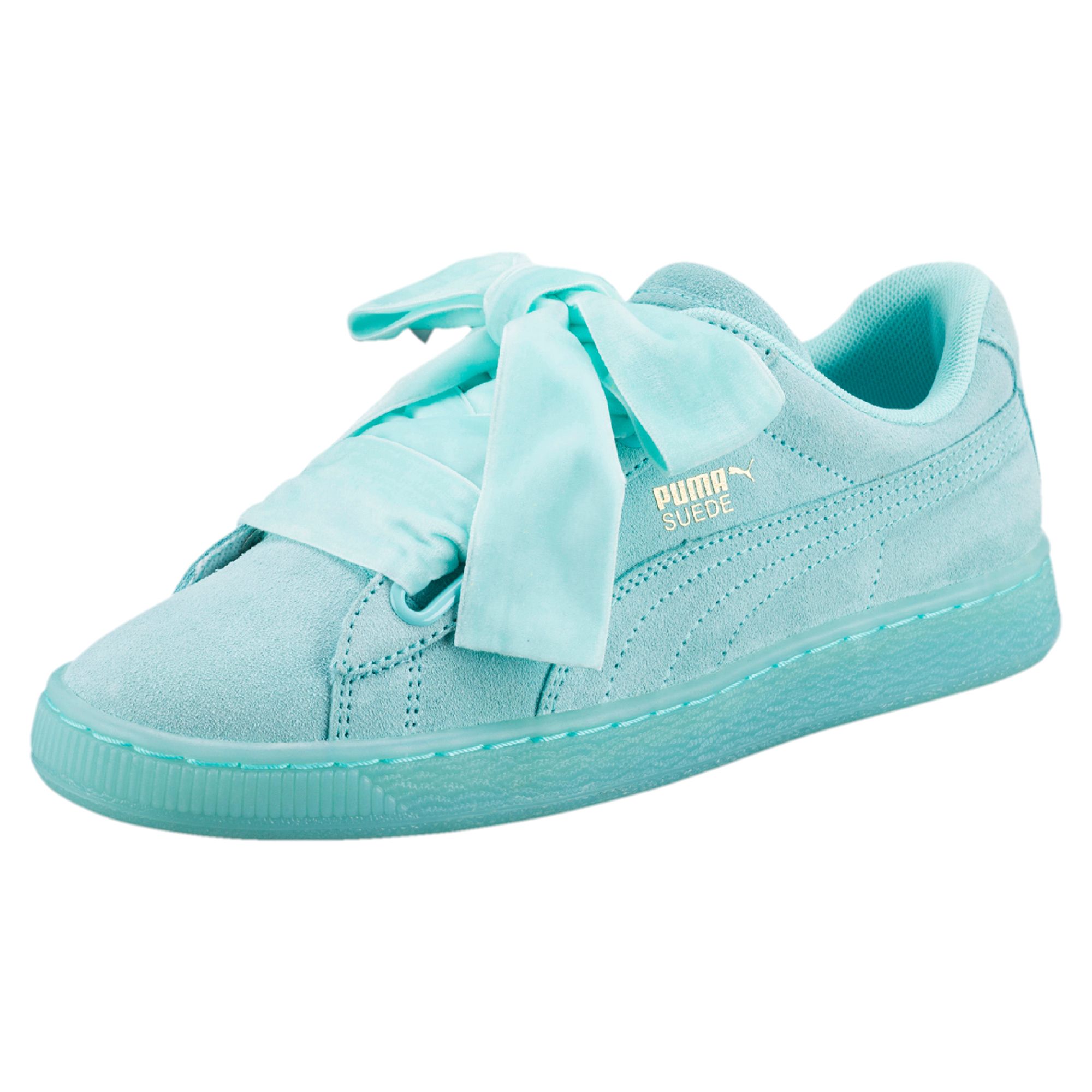 puma basket heart suede green