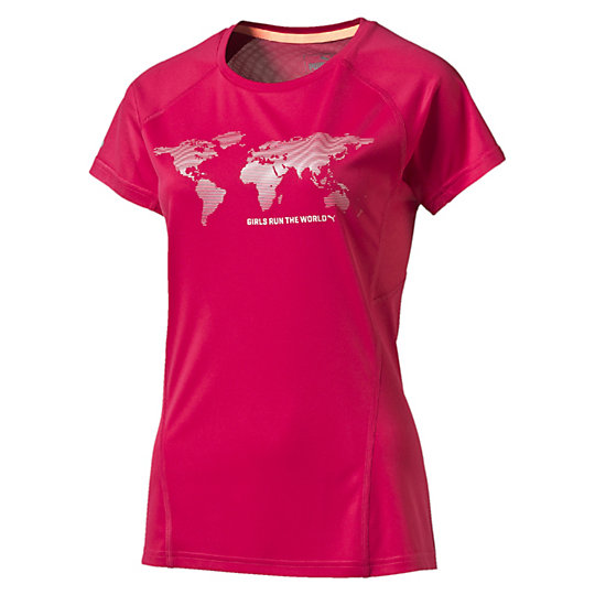 Футболка Run the World Tee W Футболка Run the World Tee WФутболки и майки<br>Футболка Run the World Tee WФутболка Run the World Tee W от PUMA — это новая модель с отражающими деталями для видимости в темное время суток, петля для наушников и вставки из сетки для вентиляции во время занятий. Высокофункциональный материал выводит влагу наружу и позволяет коже оставаться сухой в любое время. Сезон: Весна-лето 2016Материал dryCellПокрытие Cleansport NXT для контроля за запахомВставки из сетки для улучшенной циркуляции воздухаПлоские швы предотвращают натирание и раздражение кожи Отражающий логотип и другие деталиПетля для наушниковСезонная графика «Девушки правят миром»Материал: 100% полиэстер<br><br>color: красный<br>size RU: 42-44<br>gender: Female