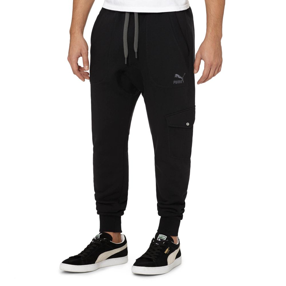 puma black and white sweatpants