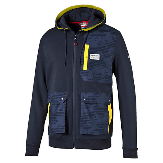 Толстовка RBR Hooded Sweat Jacket Толстовка RBR Hooded Sweat JacketТолстовки и худи<br>Толстовка RBR Hooded Sweat Jacket<br>Бирка RBR из ткани; плотный принт логотипа PUMA; контрастная отделка; повторяющийся принт в виде полос на карманах, нанесенных краской на водной основе; петля-вешалка.<br><br>Коллекция: Осень-зима 2016<br>Состав: 70% хлопок, 30% полиэстер<br>Страна-производитель: Китай<br><br><br>size RU: 52-54<br>gender: Male