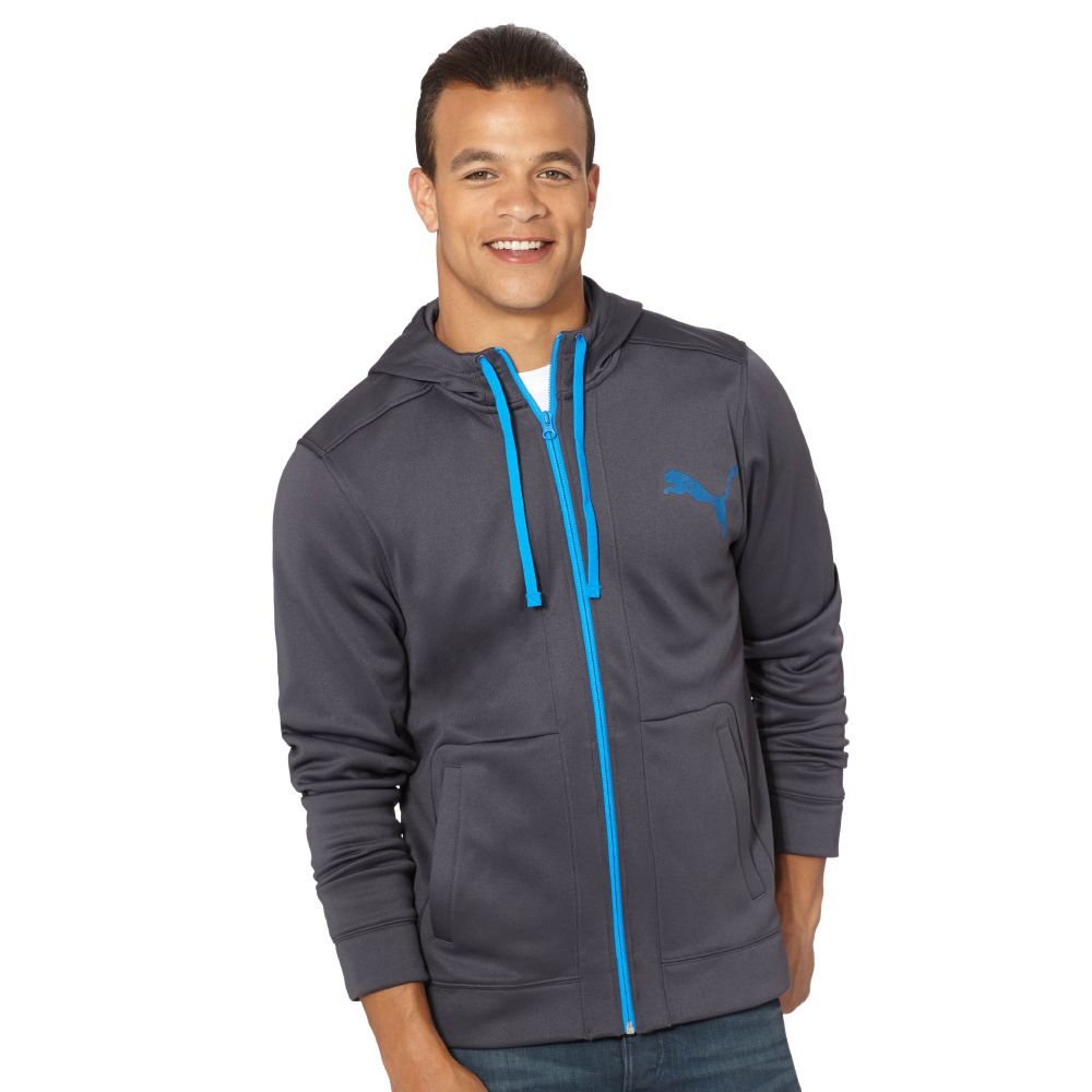 puma men's embossed fleece hooded sweatshirt