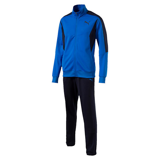Спортивный костюм ACTIVE BETTER Tricot Suit, op Спортивный костюм ACTIVE BETTER Tricot Suit, opСпортивные костюмы<br>Спортивный костюм ACTIVE BETTER Tricot Suit, op<br>Куртка: пигментированный принт с логотипом в виде силуэта пумы; анатомическая вставка Techstripe; эластичная кромка и манжеты. Брюки: пигментированный принт с логотипом в виде силуэта пумы; эластичный пояс.<br><br>Коллекция: Осень-зима 2016<br>Состав:100% полиэстерЦвет: синий<br>Страна-производитель: Гонконг<br><br><br>size RU: 48-50<br>gender: Male