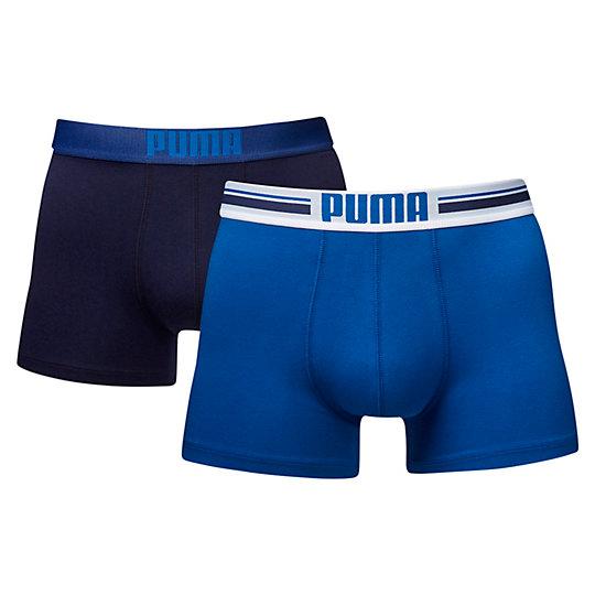 Мужское нижнее белье Placed Logo Boxer Shorts 2 Pack Мужское нижнее белье Placed Logo Boxer Shorts 2 PackНижнее белье и носки<br>Мужское нижнее белье Placed Logo Boxer Shorts 2 Pack<br>Эти спортивные трусы от PUMA обеспечивают оптимальный комфорт. <br><br>Комплект из 2 шт. позволяет выбирать дизайн по настроению<br>Slim fit обеспечивает идеальную посадку<br>Мягкие, дышащие и эластичные материалы<br><br><br>color: синий<br>size RU: 50-52<br>gender: Male